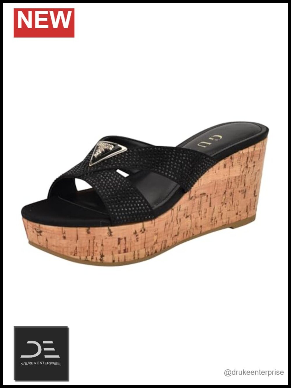 Women's Rhinestone Slingback Platform Wedge Sandals Cork Heel